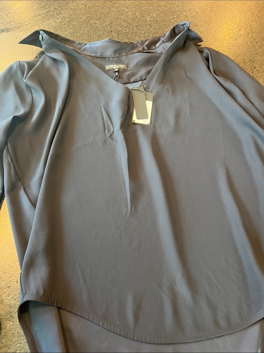 Women’s Black Long-Sleeve Blouse - Elegant V-Neck by Rag & Bone
